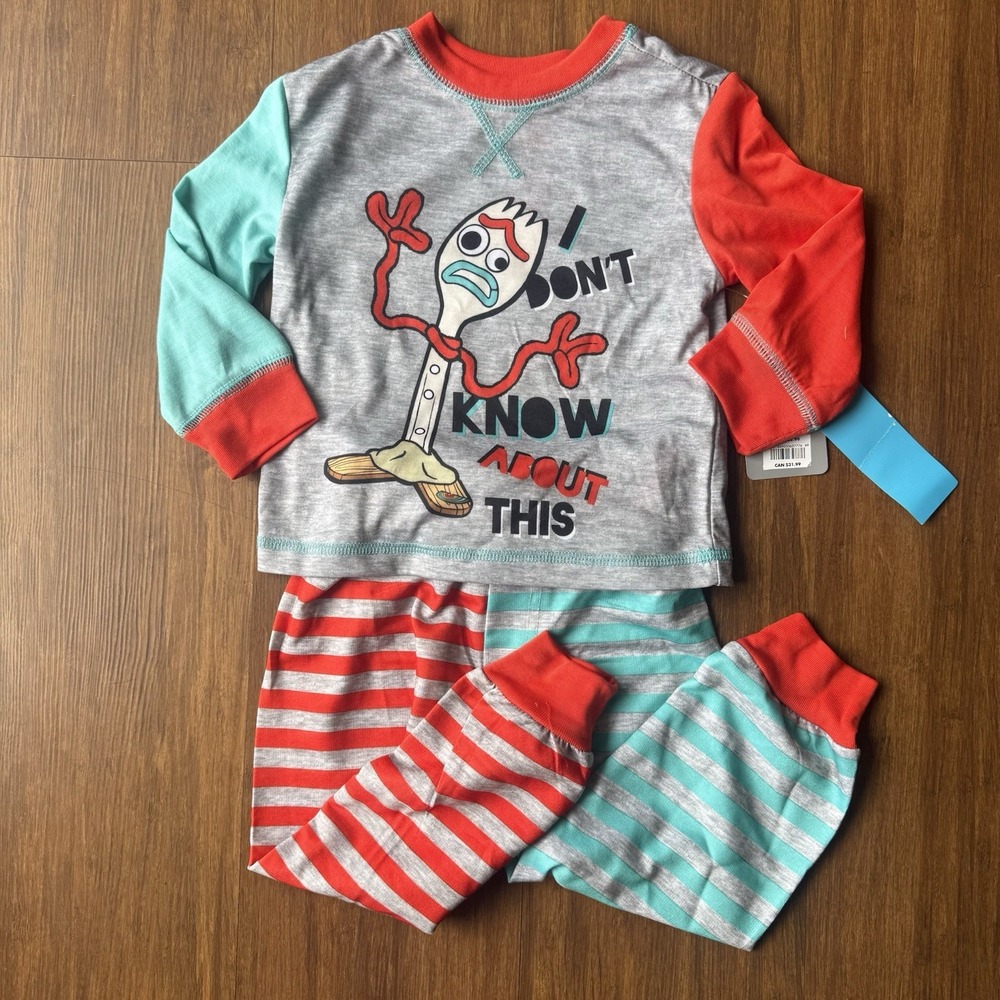 Toy Story Forky Boys 2 Pajama Set 2-Piece Disney Store Long Sleeve Pants Kid NEW